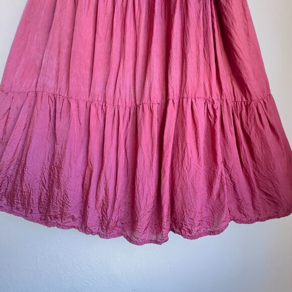 Vintage Tiered Maxi Skirt Urban Rayon Rouge Crinkle Semi Sheer Boho Peasant Sz S - Picture 8 of 9